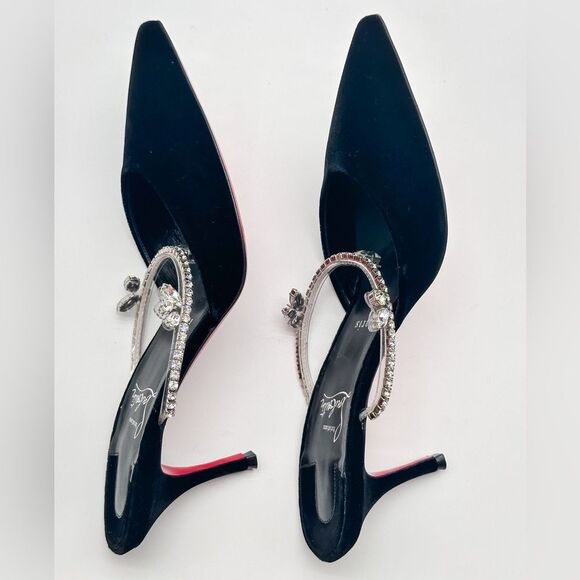 Christian Louboutin Planet Queen 70 Velvet Crystal Embellished Mules 70mm EU 39 - Picture 11 of 14